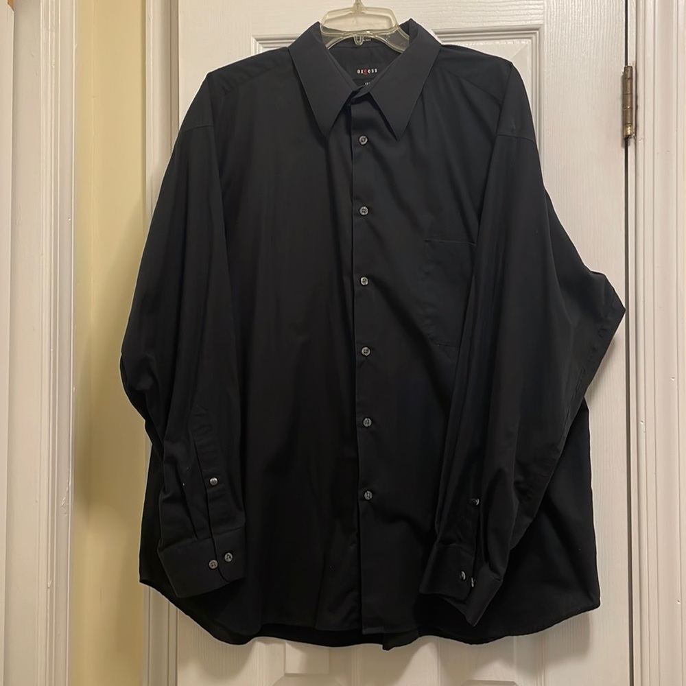 Men’s Axcess by Claiborne Black Cotton Button-Down Dress Shirt EUC
